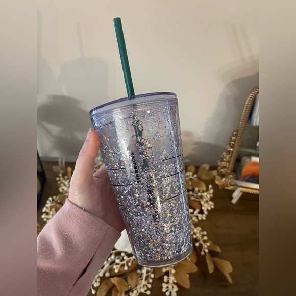 Starbucks Glitter Tumbler with Green Straw - Picture 3 of 3